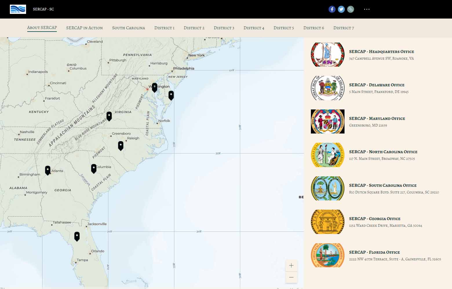 SERCAP interactive map